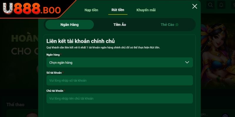 Cách rút tiền U888 chính xác